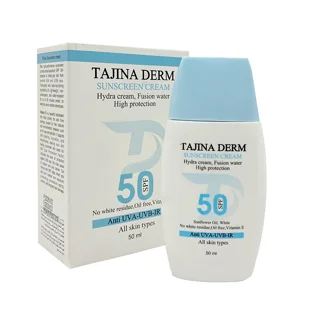کرم ضد آفتاب بیرنگ تاجینادرم SPF 50 مدل All skin مناسب برای انواع پوست محافظ UVA/UVB حجم 50 میلیلی